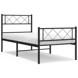 vidaXL Bettgestell mit Kopf- und Fußteil Metall Schwarz 107x203 cm