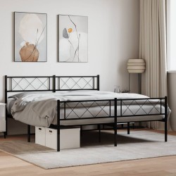 vidaXL Bettgestell mit Kopf- und Fußteil Metall Schwarz 120x200 cm