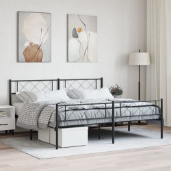 vidaXL Bettgestell mit Kopf- und Fußteil Metall Schwarz 183x213 cm