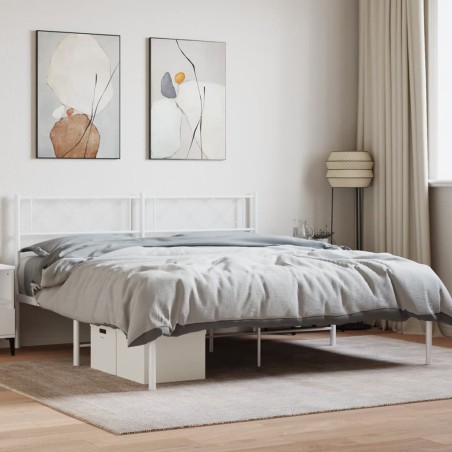 vidaXL Bettgestell mit Kopfteil Metall Weiß 120x190 cm