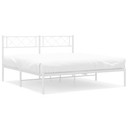 vidaXL Bettgestell mit Kopfteil Metall Weiß 150x200 cm