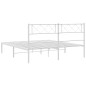 vidaXL Bettgestell mit Kopfteil Metall Weiß 150x200 cm vidaXL Bettgestell mit Kopfteil Metall Weiß 150x200 cm