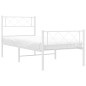 vidaXL Bettgestell mit Kopf- und Fußteil Metall Weiß 107x203 cm vidaXL Bettgestell mit Kopf- und Fußteil Metall Weiß 107x203 cm
