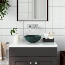 vidaXL Waschbecken Keramik Dunkelgrün Rund 