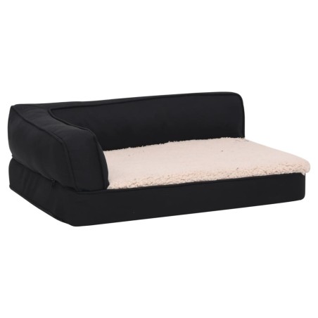vidaXL Hundematratze Ergonomisch 75x53 cm Leinenoptik Fleece Schwarz