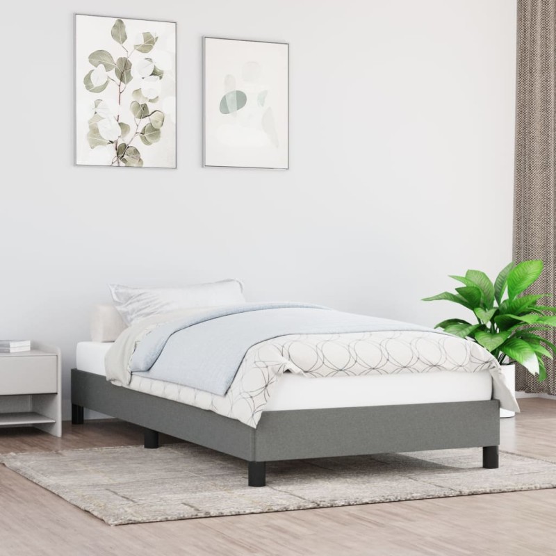Bettgestell Dunkelgrau 90x190 cm Stoff Bettgestell Dunkelgrau 90x190 cm Stoff