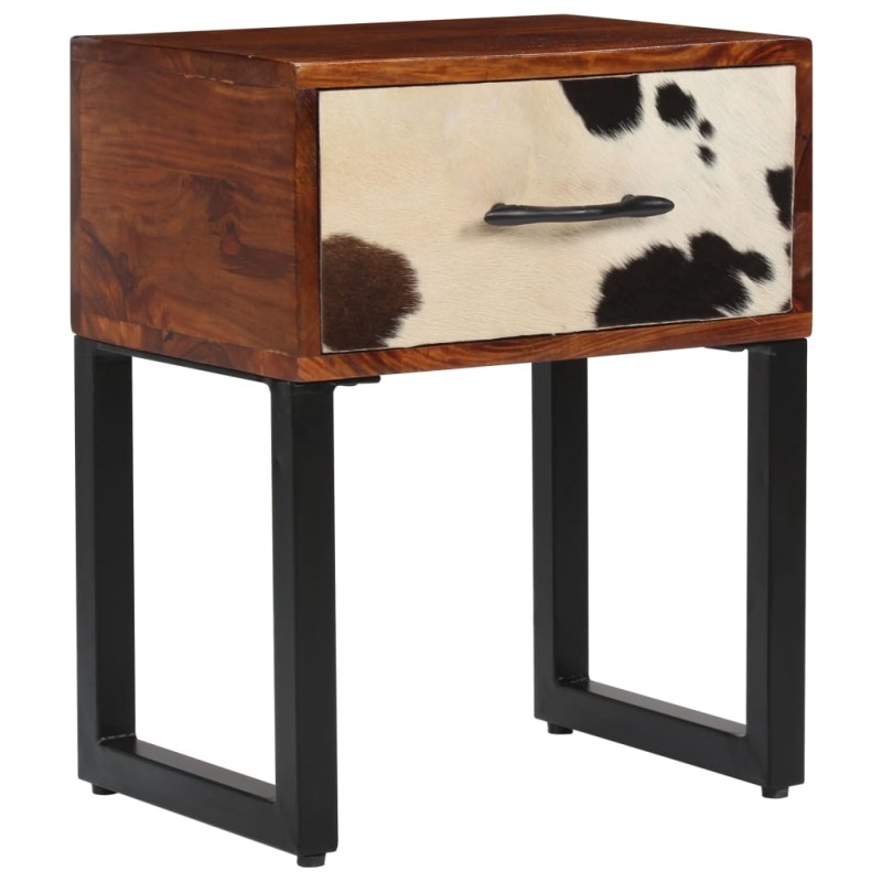 vidaXL Nachttisch Massivholz und Echtleder 40 x 30 x 50 cm vidaXL Nachttisch Massivholz und Echtleder 40 x 30 x 50 cm