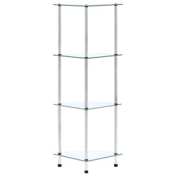 vidaXL Regal mit 4 Ablagen Transparent 30x30x100 cm Hartglas