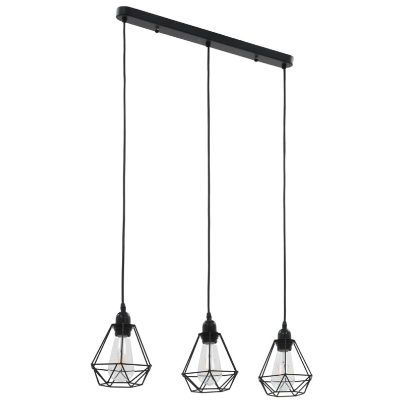 vidaXL Deckenleuchte mit Diamant-Design Schwarz 3 x E27 Glühbirnen vidaXL Deckenleuchte mit Diamant-Design Schwarz 3 x E27 Glühbirnen