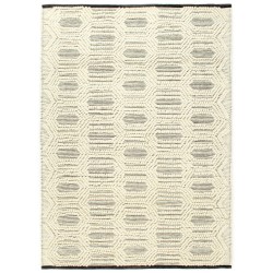 vidaXL Teppich Handgewebt Wolle 80×150 cm Weiß/Schwarz