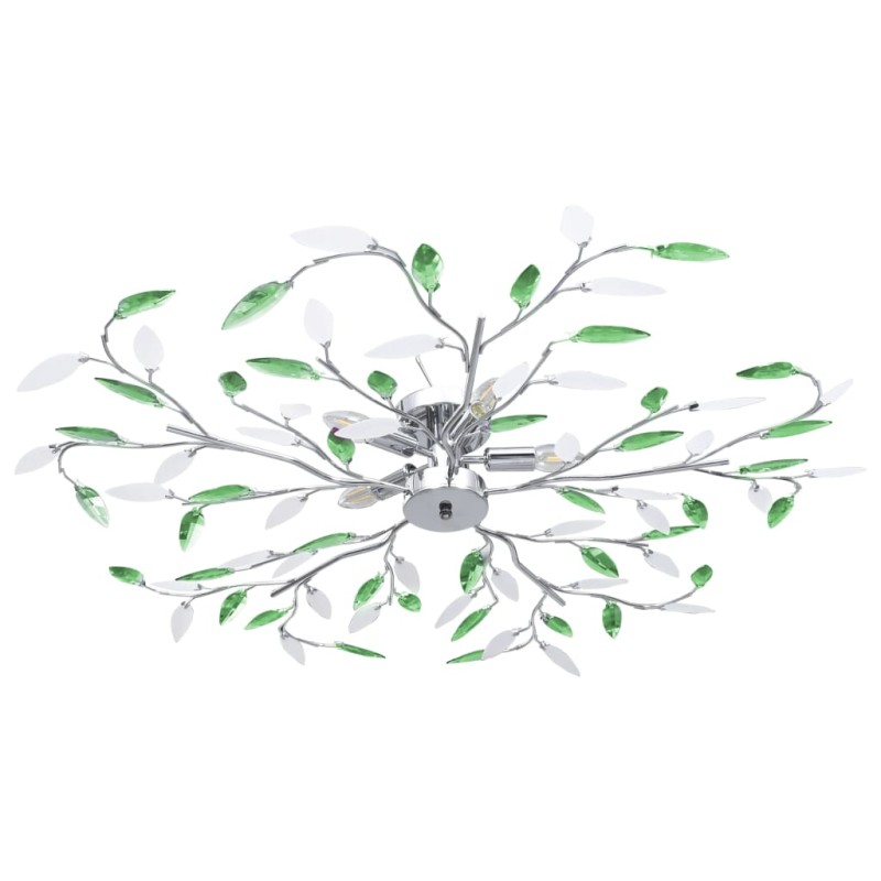 vidaXL Deckenleuchte mit Acrylglas-Blätter für 5 x E14-Lampen Grün vidaXL Deckenleuchte mit Acrylglas-Blätter für 5 x E14-Lampen Grün