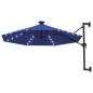 vidaXL Sonnenschirm Wandmontage mit LEDs Metallmast 300 cm Blau vidaXL Sonnenschirm Wandmontage mit LEDs Metallmast 300 cm Blau