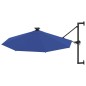 vidaXL Sonnenschirm Wandmontage mit LEDs Metallmast 300 cm Blau vidaXL Sonnenschirm Wandmontage mit LEDs Metallmast 300 cm Blau