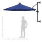 vidaXL Sonnenschirm Wandmontage mit LEDs Metallmast 300 cm Blau vidaXL Sonnenschirm Wandmontage mit LEDs Metallmast 300 cm Blau