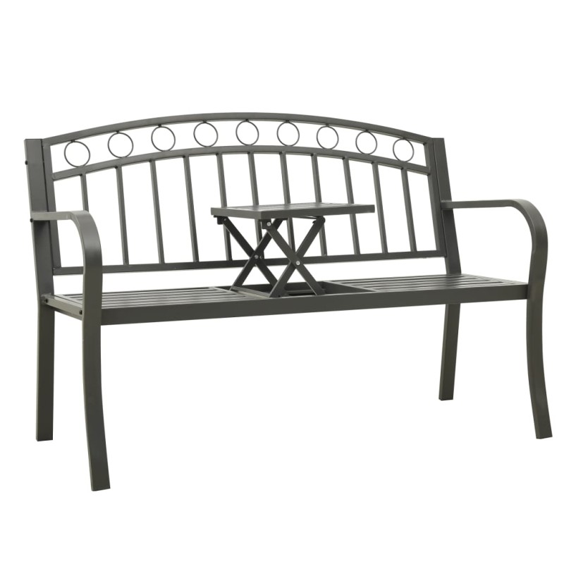 vidaXL Gartenbank mit Tisch Grau 120 cm Stahl vidaXL Gartenbank mit Tisch Grau 120 cm Stahl