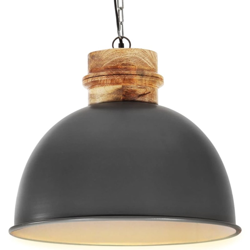 vidaXL Hängelampe Industriestil Grau Rund 50 cm E27 Mango Massivholz vidaXL Hängelampe Industriestil Grau Rund 50 cm E27 Mango Massivholz