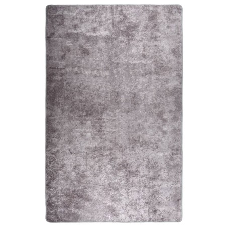 vidaXL Teppich Waschbar 160x230 cm Grau Rutschfest