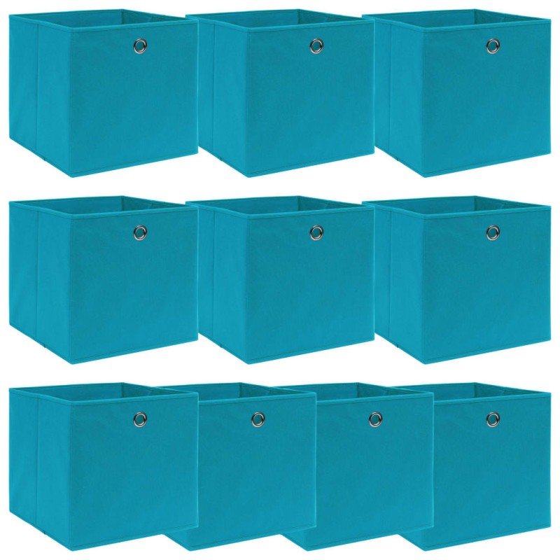 vidaXL Aufbewahrungsboxen 10 Stk. Babyblau 32x32x32 cm Stoff vidaXL Aufbewahrungsboxen 10 Stk. Babyblau 32x32x32 cm Stoff