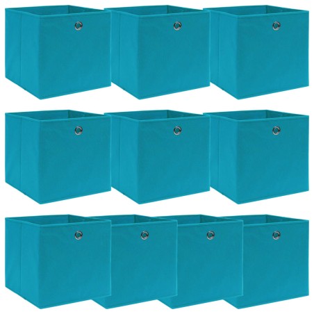 vidaXL Aufbewahrungsboxen 10 Stk. Babyblau 32x32x32 cm Stoff