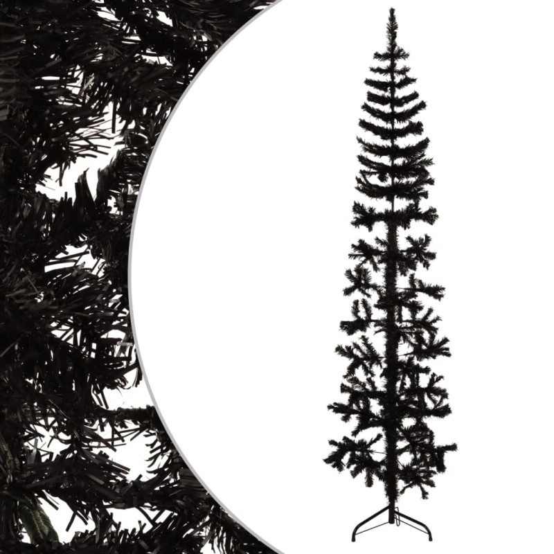 vidaXL Künstlicher Halb-Weihnachtsbaum Ständer Schlank Schwarz 180 cm vidaXL Künstlicher Halb-Weihnachtsbaum Ständer Schlank Schwarz 180 cm