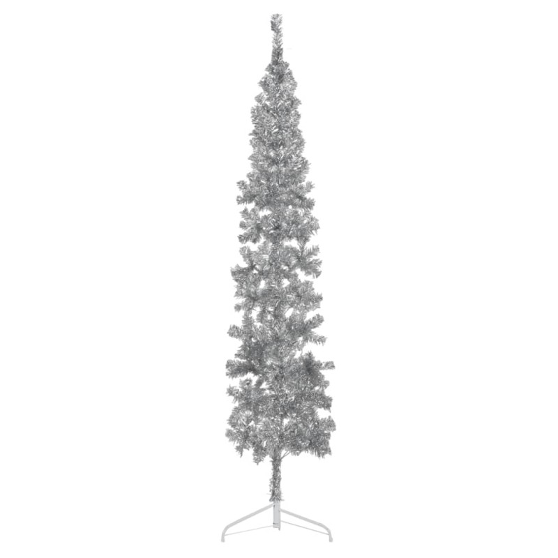 vidaXL Künstlicher Halb-Weihnachtsbaum Ständer Schlank Silbern 210 cm vidaXL Künstlicher Halb-Weihnachtsbaum Ständer Schlank Silbern 210 cm