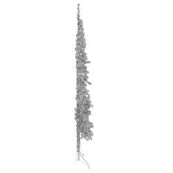 vidaXL Künstlicher Halb-Weihnachtsbaum Ständer Schlank Silbern 210 cm