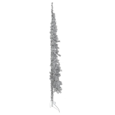 vidaXL Künstlicher Halb-Weihnachtsbaum Ständer Schlank Silbern 210 cm
