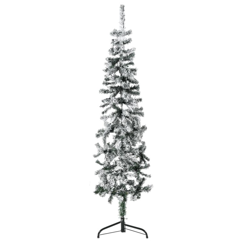 vidaXL Künstlicher Halb-Weihnachtsbaum mit Schnee Schlank 150 cm vidaXL Künstlicher Halb-Weihnachtsbaum mit Schnee Schlank 150 cm