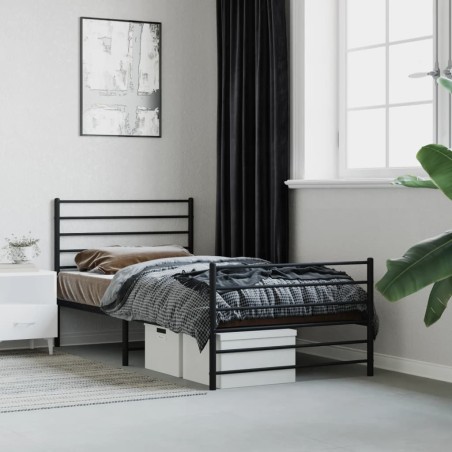 vidaXL Bettgestell mit Kopf- und Fußteil Metall Schwarz 80x200 cm