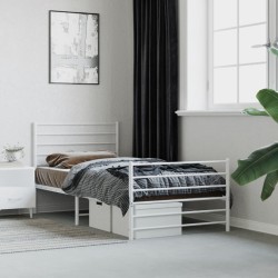 vidaXL Bettgestell mit Kopf- und Fußteil Metall Weiß 80x200 cm