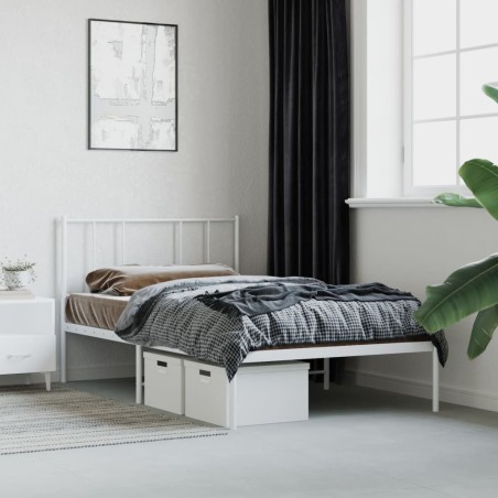 vidaXL Bettgestell mit Kopfteil Metall Weiß 80x200 cm