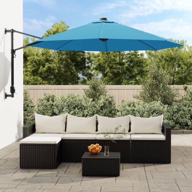 vidaXL Wand-Sonnenschirm Meerblau 290 cm vidaXL Wand-Sonnenschirm Meerblau 290 cm