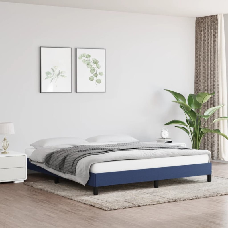 Bettgestell Blau 160x200 cm Stoff Bettgestell Blau 160x200 cm Stoff