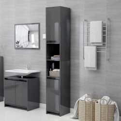 vidaXL Badezimmerschrank Hochglanz-Grau 30x30x183,5 cm Holzwerkstoff