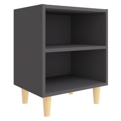 vidaXL Nachttisch mit Massivholz-Beinen Grau 40x30x50 cm