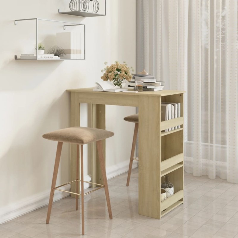 vidaXL Bartisch mit Regal Sonoma-Eiche 102x50x103,5 cm Holzwerkstoff vidaXL Bartisch mit Regal Sonoma-Eiche 102x50x103,5 cm Holzwerkstoff