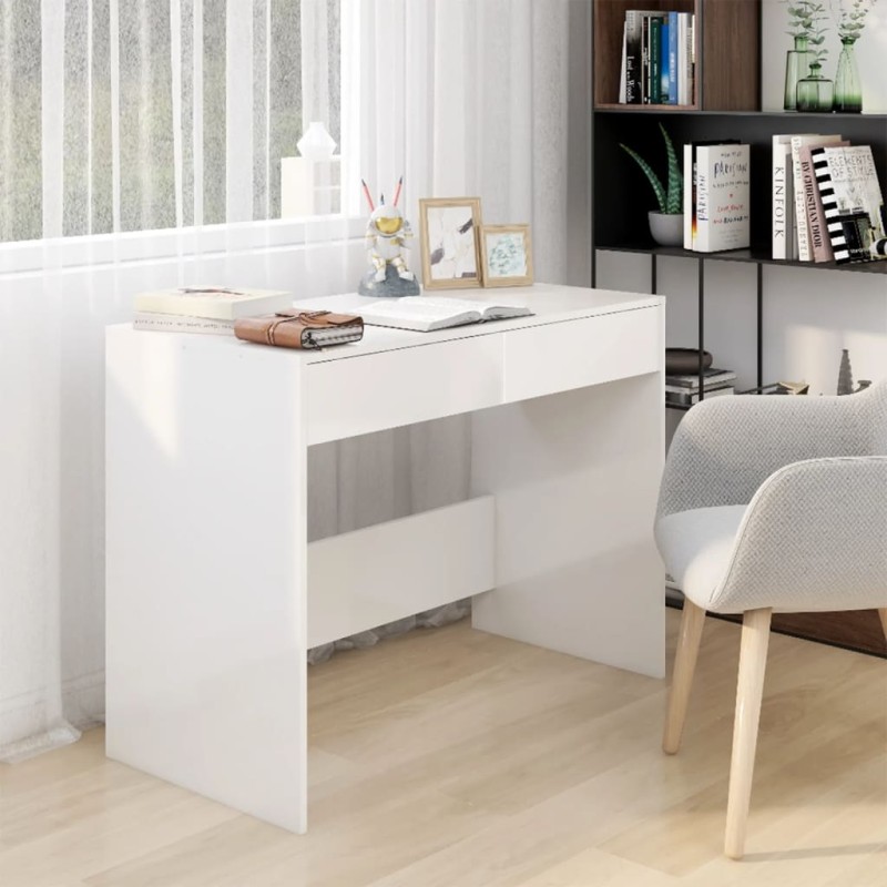 vidaXL Schreibtisch Hochglanz-Weiß 101x50x76,5 cm Holzwerkstoff vidaXL Schreibtisch Hochglanz-Weiß 101x50x76,5 cm Holzwerkstoff