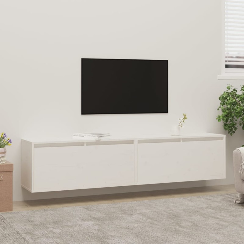 vidaXL Wandschränke 2 Stk. Weiß 80x30x35 cm Massivholz Kiefer vidaXL Wandschränke 2 Stk. Weiß 80x30x35 cm Massivholz Kiefer