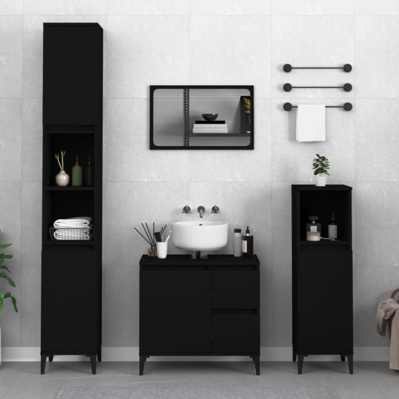 vidaXL Badschrank Schwarz 30x30x100 cm Holzwerkstoff vidaXL Badschrank Schwarz 30x30x100 cm Holzwerkstoff