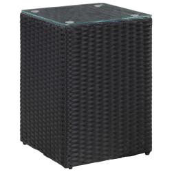 vidaXL Beistelltisch mit Glasplatte Schwarz 35x35x52 cm Poly Rattan