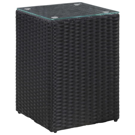 vidaXL Beistelltisch mit Glasplatte Schwarz 35x35x52 cm Poly Rattan