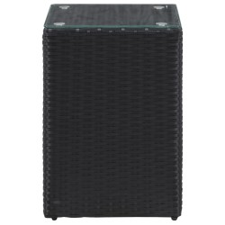 vidaXL Beistelltisch mit Glasplatte Schwarz 35x35x52 cm Poly Rattan