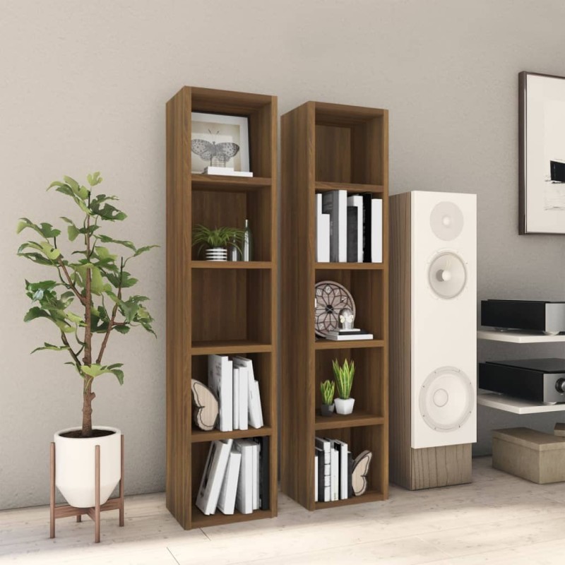 vidaXL CD-Regale 2 Stk. Braun Eichen-Optik 21x16x93,5 cm Holzwerkstoff vidaXL CD-Regale 2 Stk. Braun Eichen-Optik 21x16x93,5 cm Holzwerkstoff