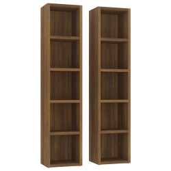 vidaXL CD-Regale 2 Stk. Braun Eichen-Optik 21x16x93,5 cm Holzwerkstoff