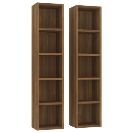 vidaXL CD-Regale 2 Stk. Braun Eichen-Optik 21x16x93,5 cm Holzwerkstoff