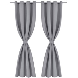 vidaXL Verdunkelungsvorhänge 2 Stk. mit Metallösen 135 x 175 cm Grau