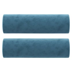 vidaXL Zierkissen 2 Stk. Blau Ø15x50 cm Samt