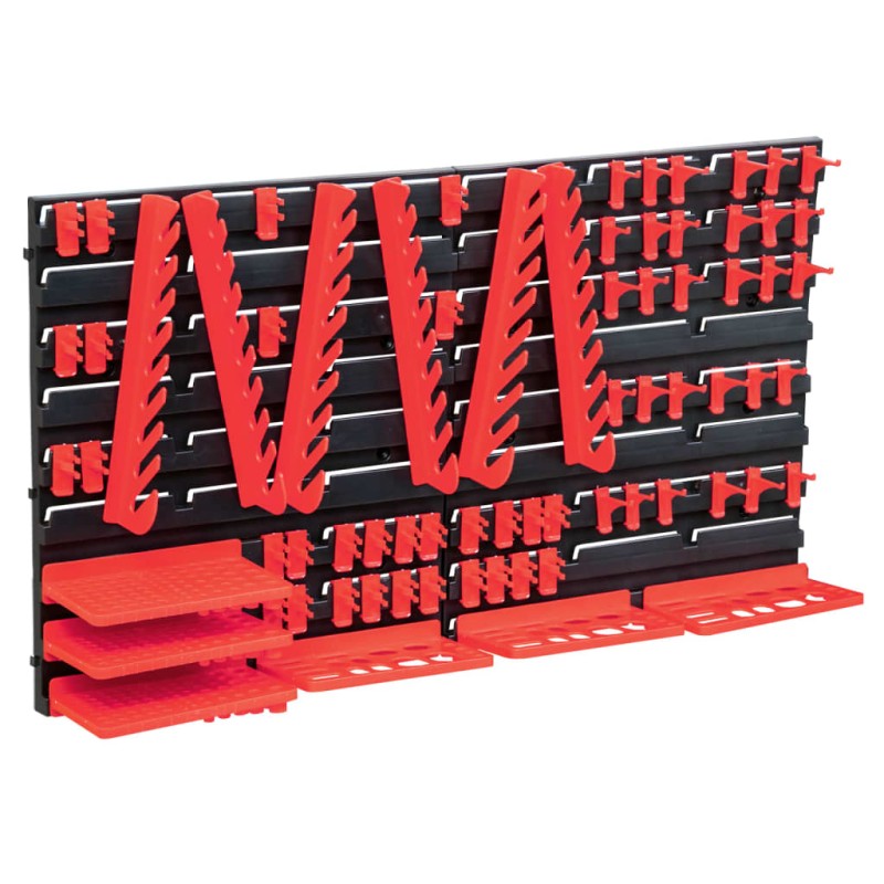 vidaXL 71-tlg. Lagersystem mit Wandplatten Rot und Schwarz vidaXL 71-tlg. Lagersystem mit Wandplatten Rot und Schwarz
