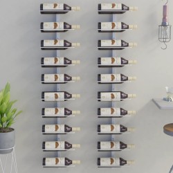 vidaXL Wand-Weinregale für 10 Flaschen 2 Stk. Weiß Metall