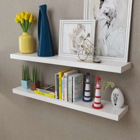 2er Set MDF Hängeregal Wandregal Wandboard Bücher/DVD-Regal, weiß
